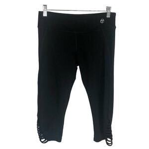Trina Turk Recreation Size Small Black Activewear Capri Leggings Cut-Out Detail